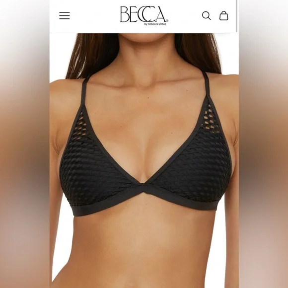 BECCA Swim Becca Size Large Castaway Black Eyelet Bikini